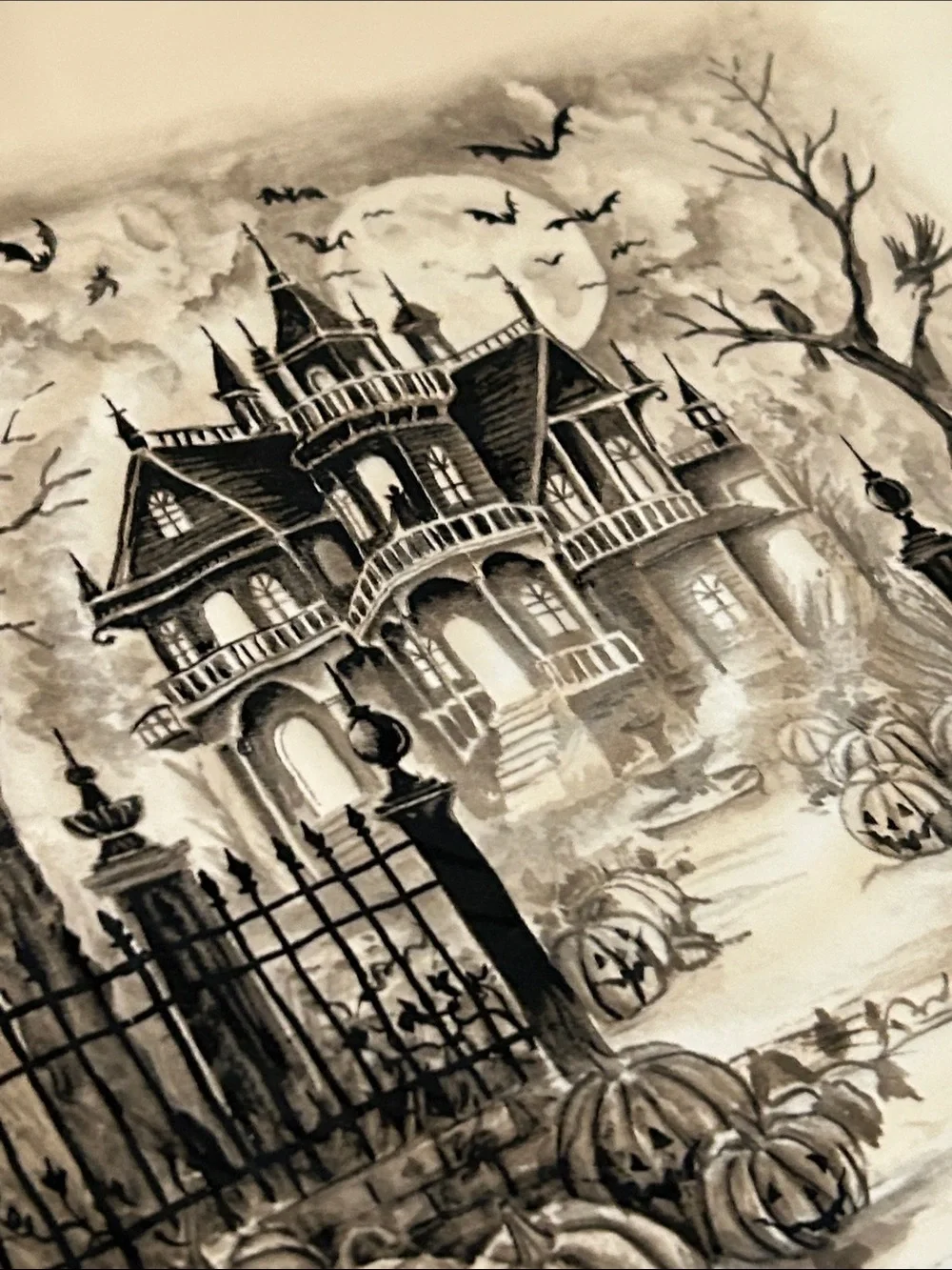 NEW! Vintage Inspired Ceramic Halloween Haunted House Manor Serving Platter